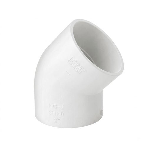 Codo 45 Grados Liso PVC — Cambio de Dirección Gradual