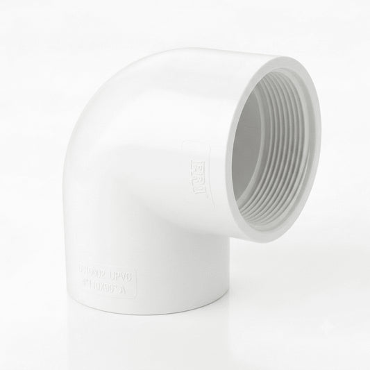 Codo 90 Grados Roscado PVC — Ambos Extremos Rosca Hembra NPT