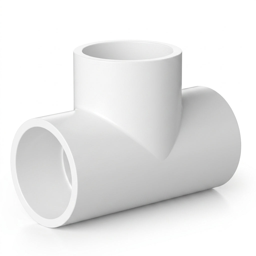 Tee Recta Lisa PVC — Derivación en T de Tubería